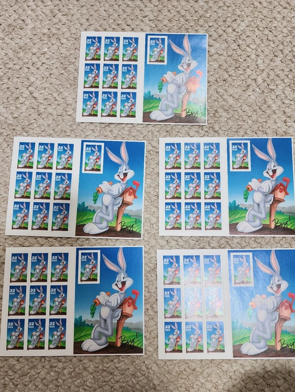 1997 USPS Bugs Bunny Souvenir Book And 5 Stamp Sheets